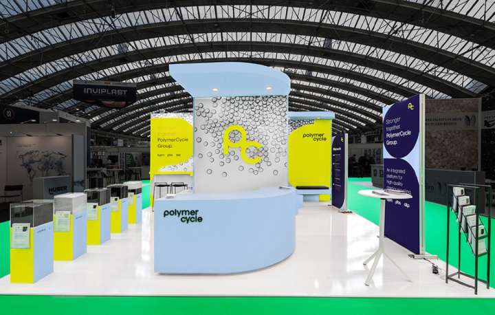 The stand was developed for the Plastic Recycling Show Europe (PRSE) in Amsterdam, a leading European event focused on circular plastic solutions